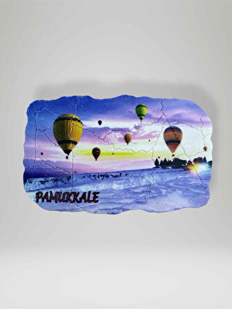 PAMUKKALE Temalı Çatlatma Polyester Magnet Buzdolabı Süsü 9cm x 5,5cm (kod:887) 
