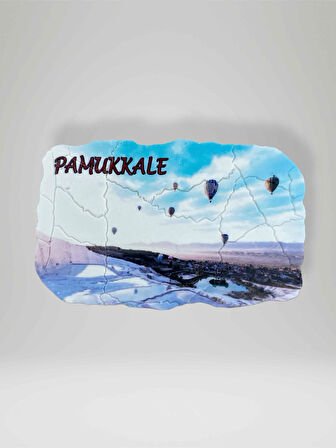 PAMUKKALE Temalı Çatlatma Polyester Magnet Buzdolabı Süsü 9cm x 5,5cm (kod:888) 