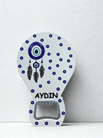 AYDIN Temalı Nazar Baskılı Magnet Şişe Açacağı Buzdolabı Süsü (KOD:909)