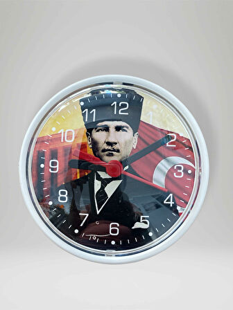 ATATÜRK Temalı Saat Magnet Mıknatıslı Buzdolabı Saati Çap:11 cm 