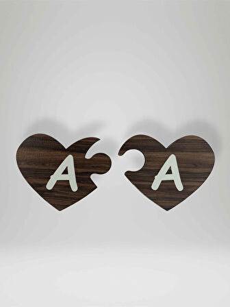 A Harfi (Sol Parça) – Ahşap Puzzle Kalp Harf Magnet – Buzdolabı Süsü – İkili Uyumlu (kod:990)