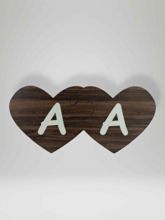A Harfi (Sağ Parça) – Ahşap Puzzle Kalp Harf Magnet – Buzdolabı Süsü – İkili Uyumlu (kod:993)