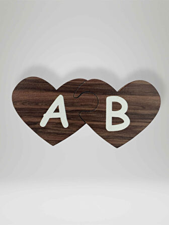 B Harfi (Sağ Parça) – Ahşap Puzzle Kalp Harf Magnet – Buzdolabı Süsü – İkili Uyumlu (kod:994)