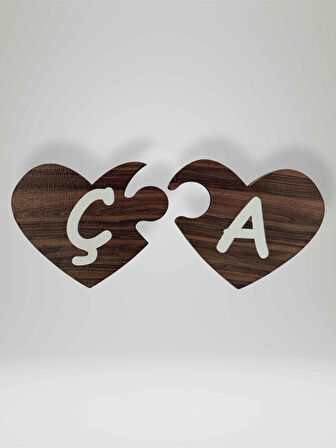 Ç Harfi (Sol Parça) – Ahşap Puzzle Kalp Harf Magnet – Buzdolabı Süsü – İkili Uyumlu (kod:996)