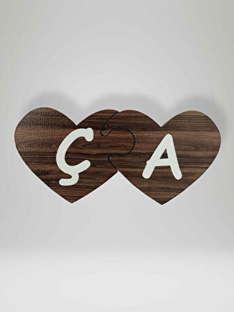 Ç Harfi (Sol Parça) – Ahşap Puzzle Kalp Harf Magnet – Buzdolabı Süsü – İkili Uyumlu (kod:996)