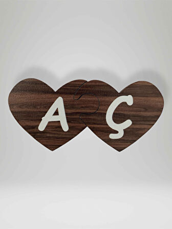 Ç Harfi (Sağ Parça) – Ahşap Puzzle Kalp Harf Magnet – Buzdolabı Süsü – İkili Uyumlu (kod:997)