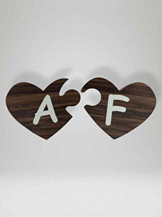 F Harfi (Sağ Parça) – Ahşap Puzzle Kalp Harf Magnet – Buzdolabı Süsü – İkili Uyumlu (kod:1003)