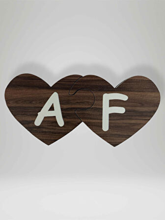 F Harfi (Sağ Parça) – Ahşap Puzzle Kalp Harf Magnet – Buzdolabı Süsü – İkili Uyumlu (kod:1003)