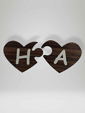 H Harfi (Sol Parça) – Ahşap Puzzle Kalp Harf Magnet – Buzdolabı Süsü – İkili Uyumlu (kod:1006)