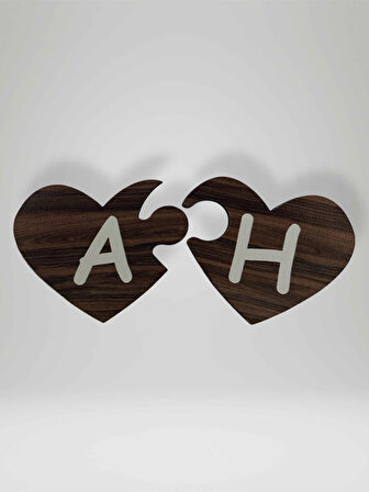 H Harfi (Sağ Parça) – Ahşap Puzzle Kalp Harf Magnet – Buzdolabı Süsü – İkili Uyumlu (kod:1007)