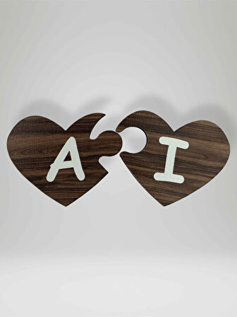 I Harfi (Sağ Parça) – Ahşap Puzzle Kalp Harf Magnet – Buzdolabı Süsü – İkili Uyumlu (kod:1011)