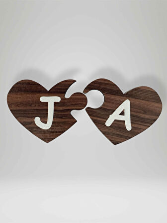 J Harfi (Sol Parça) – Ahşap Puzzle Kalp Harf Magnet – Buzdolabı Süsü – İkili Uyumlu (kod:1013)
