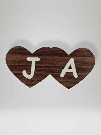 J Harfi (Sol Parça) – Ahşap Puzzle Kalp Harf Magnet – Buzdolabı Süsü – İkili Uyumlu (kod:1013)