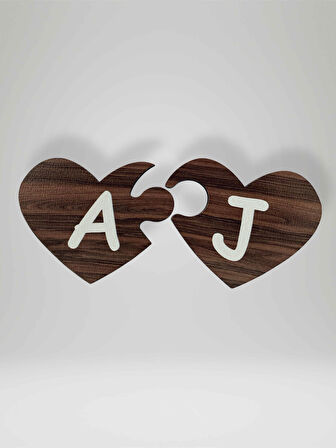 J Harfi (Sağ Parça) – Ahşap Puzzle Kalp Harf Magnet – Buzdolabı Süsü – İkili Uyumlu (kod:1014)