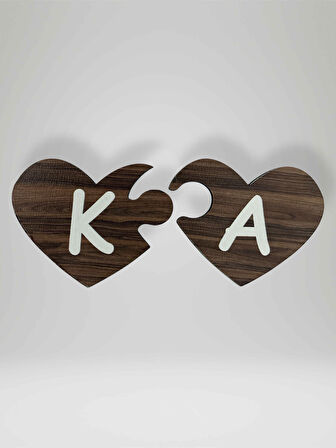 K Harfi (Sol Parça) – Ahşap Puzzle Kalp Harf Magnet – Buzdolabı Süsü – İkili Uyumlu (kod:1015)