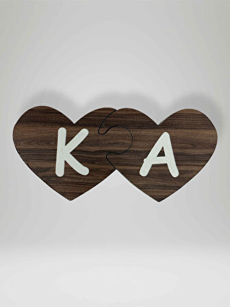 K Harfi (Sol Parça) – Ahşap Puzzle Kalp Harf Magnet – Buzdolabı Süsü – İkili Uyumlu (kod:1015)