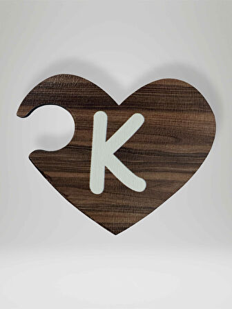 K Harfi (Sağ Parça) – Ahşap Puzzle Kalp Harf Magnet – Buzdolabı Süsü – İkili Uyumlu (kod:1016)