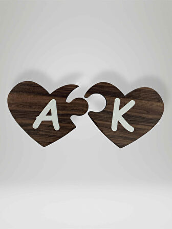 K Harfi (Sağ Parça) – Ahşap Puzzle Kalp Harf Magnet – Buzdolabı Süsü – İkili Uyumlu (kod:1016)
