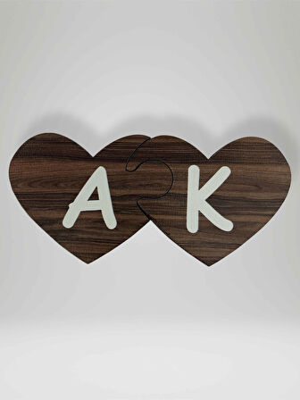 K Harfi (Sağ Parça) – Ahşap Puzzle Kalp Harf Magnet – Buzdolabı Süsü – İkili Uyumlu (kod:1016)