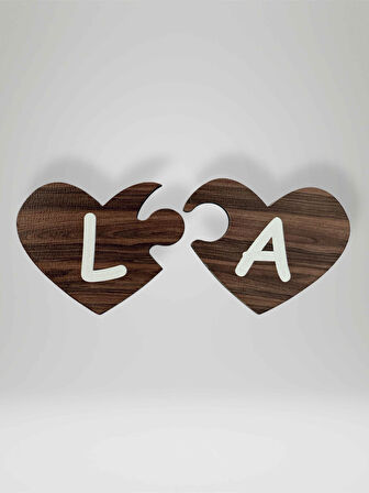 L Harfi (Sol Parça) – Ahşap Puzzle Kalp Harf Magnet – Buzdolabı Süsü – İkili Uyumlu (kod:1017)