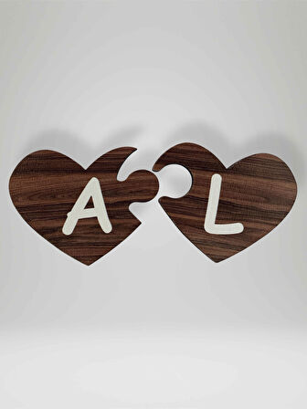 L Harfi (Sağ Parça) – Ahşap Puzzle Kalp Harf Magnet – Buzdolabı Süsü – İkili Uyumlu (kod:1018)