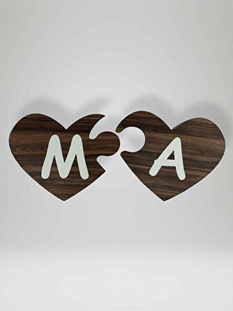 M Harfi (Sol Parça) – Ahşap Puzzle Kalp Harf Magnet – Buzdolabı Süsü – İkili Uyumlu (kod:1019)