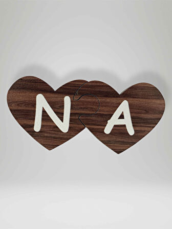 N Harfi (Sol Parça) – Ahşap Puzzle Kalp Harf Magnet – Buzdolabı Süsü – İkili Uyumlu (kod:1021)