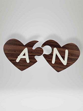 N Harfi (Sağ Parça) – Ahşap Puzzle Kalp Harf Magnet – Buzdolabı Süsü – İkili Uyumlu (kod:1022)