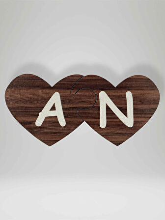 N Harfi (Sağ Parça) – Ahşap Puzzle Kalp Harf Magnet – Buzdolabı Süsü – İkili Uyumlu (kod:1022)