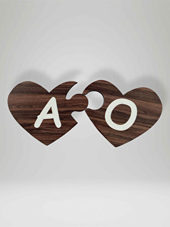 O Harfi (Sağ Parça) – Ahşap Puzzle Kalp Harf Magnet – Buzdolabı Süsü – İkili Uyumlu (kod:1024)
