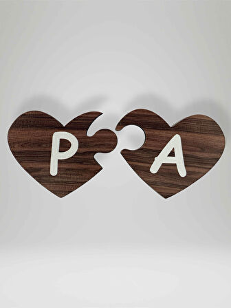 P Harfi (Sol Parça) – Ahşap Puzzle Kalp Harf Magnet – Buzdolabı Süsü – İkili Uyumlu (kod:1027)