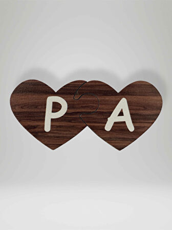 P Harfi (Sol Parça) – Ahşap Puzzle Kalp Harf Magnet – Buzdolabı Süsü – İkili Uyumlu (kod:1027)