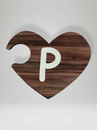 P Harfi (Sağ Parça) – Ahşap Puzzle Kalp Harf Magnet – Buzdolabı Süsü – İkili Uyumlu (kod:1028)