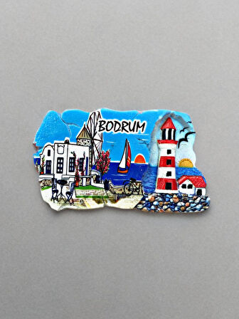 BODRUM Temalı Kabartmalı Polyester Magnet. 9cm x 5cm (kod:1029)