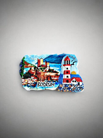 BODRUM Temalı Kabartmalı Polyester Magnet. 9cm x 5cm (kod:1030)