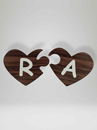 R Harfi (Sol Parça) – Ahşap Puzzle Kalp Harf Magnet – Buzdolabı Süsü – İkili Uyumlu (kod:1030)