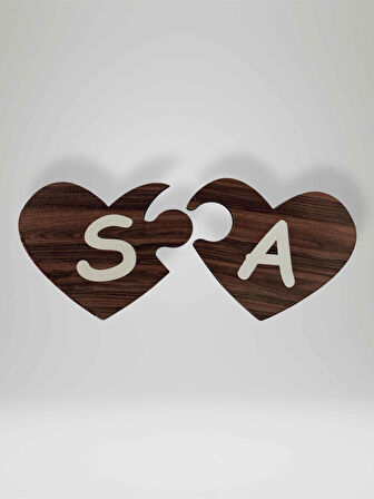 S Harfi (Sol Parça) – Ahşap Puzzle Kalp Harf Magnet – Buzdolabı Süsü – İkili Uyumlu (kod:1033)
