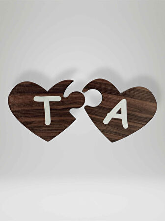 T Harfi (Sol Parça) – Ahşap Puzzle Kalp Harf Magnet – Buzdolabı Süsü – İkili Uyumlu (kod:1037)