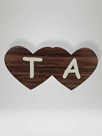 T Harfi (Sol Parça) – Ahşap Puzzle Kalp Harf Magnet – Buzdolabı Süsü – İkili Uyumlu (kod:1037)