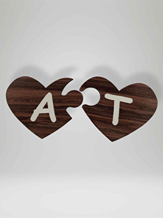 T Harfi (Sağ Parça) – Ahşap Puzzle Kalp Harf Magnet – Buzdolabı Süsü – İkili Uyumlu (kod:1038)