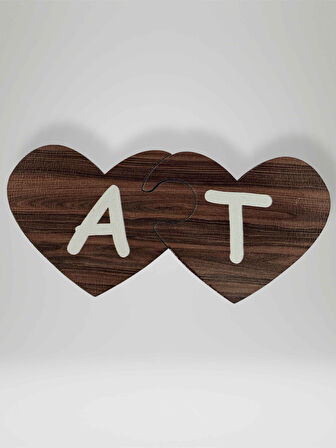 T Harfi (Sağ Parça) – Ahşap Puzzle Kalp Harf Magnet – Buzdolabı Süsü – İkili Uyumlu (kod:1038)