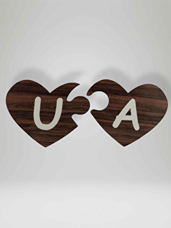 U Harfi (Sol Parça) – Ahşap Puzzle Kalp Harf Magnet – Buzdolabı Süsü – İkili Uyumlu (kod:1039)