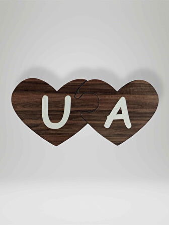 U Harfi (Sol Parça) – Ahşap Puzzle Kalp Harf Magnet – Buzdolabı Süsü – İkili Uyumlu (kod:1039)