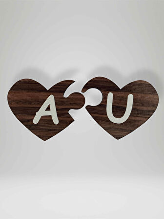 U Harfi (Sağ Parça) – Ahşap Puzzle Kalp Harf Magnet – Buzdolabı Süsü – İkili Uyumlu (kod:1040)