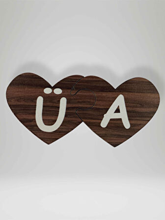 U Harfi (Sol Parça) – Ahşap Puzzle Kalp Harf Magnet – Buzdolabı Süsü – İkili Uyumlu (kod:1041)