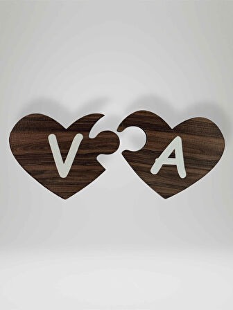 V Harfi (Sol Parça) – Ahşap Puzzle Kalp Harf Magnet – Buzdolabı Süsü – İkili Uyumlu (kod:1043)