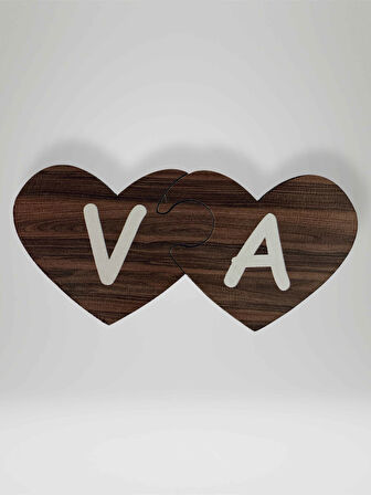 V Harfi (Sol Parça) – Ahşap Puzzle Kalp Harf Magnet – Buzdolabı Süsü – İkili Uyumlu (kod:1043)