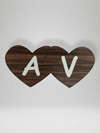 V Harfi (Sağ Parça) – Ahşap Puzzle Kalp Harf Magnet – Buzdolabı Süsü – İkili Uyumlu (kod:1044)