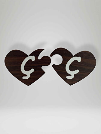 Ahşap Çift Kalp Puzzle Magnet Seti (2’li) – Harfli Buzdolabı Süsü (KOD:1045)