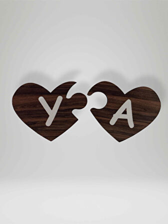 Y Harfi (Sol Parça) – Ahşap Puzzle Kalp Harf Magnet – Buzdolabı Süsü – İkili Uyumlu (kod:1045)
